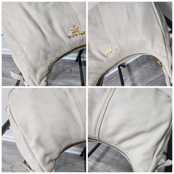 Authentic Prada Vitello Daino Leather Hobo Bag Off-White - Picture 7 of 14